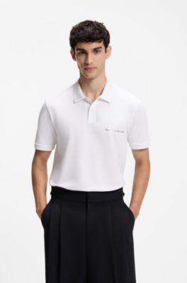 Cotton piqu&eacute; polo shirt with logo detail, White