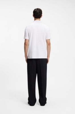 Polo de piqu&eacute; de algod&oacute;n con detalle de logo, Blanco