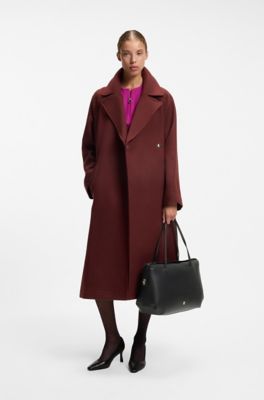 Faux-leather tote bag with stacked logo, Black