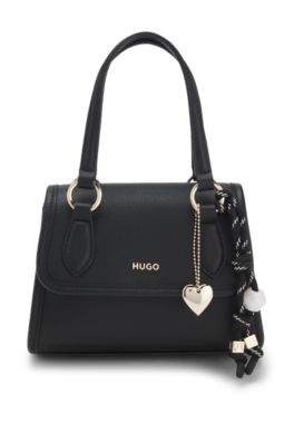 Top-handle bag with branded charms, Black