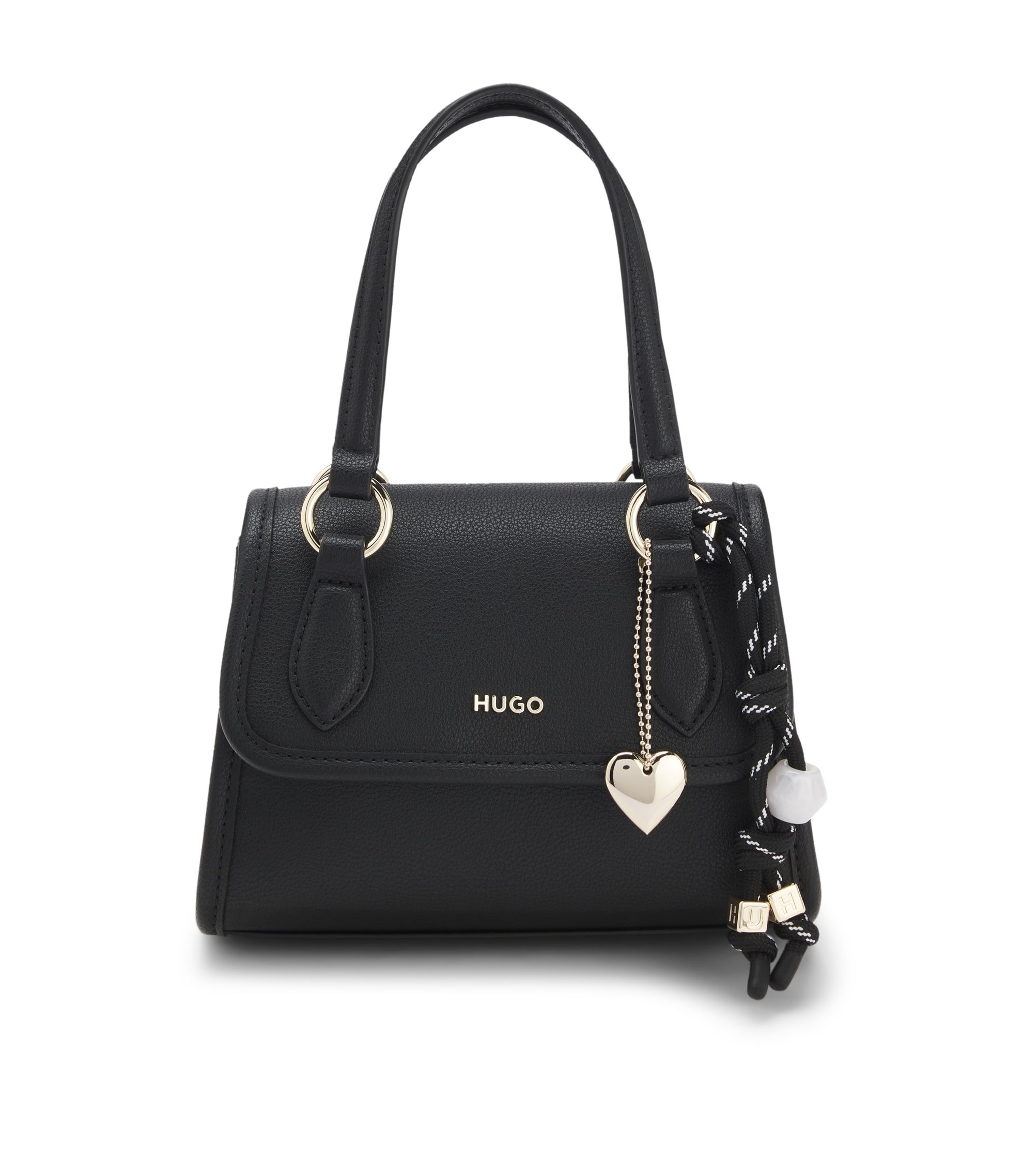 HUGO - Top-handle bag with branded charms - Black