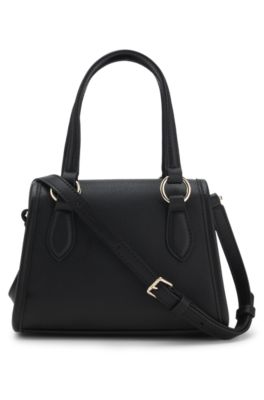 Top-handle bag with branded charms, Black