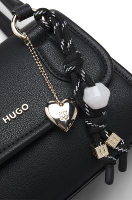 Top-handle bag with branded charms, Black