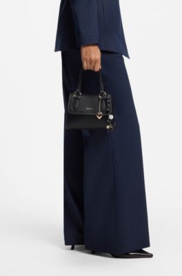 Top-handle bag with branded charms, Black