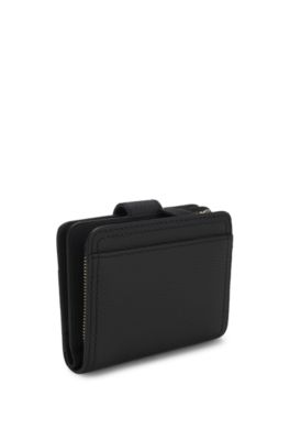 Cartera de piel con letras de logo, Negro