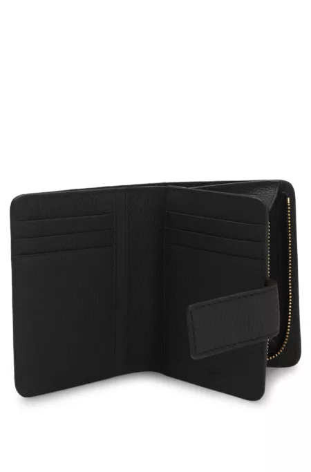 Leather wallet with logo lettering