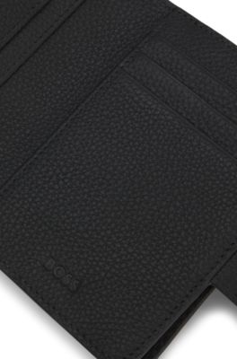 Cartera de piel con letras de logo, Negro