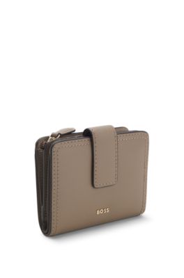 Leather wallet with logo lettering, Brown