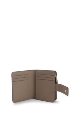 Leather wallet with logo lettering, Brown