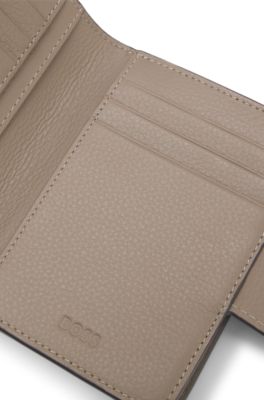 Leather wallet with logo lettering, Brown