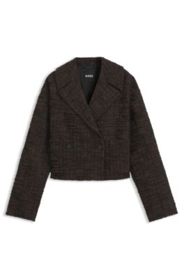 Textured tweed blazer in a cropped style, Patterned