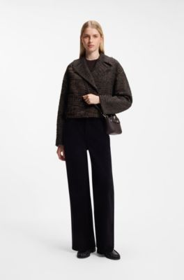 Textured tweed blazer in a cropped style, Patterned