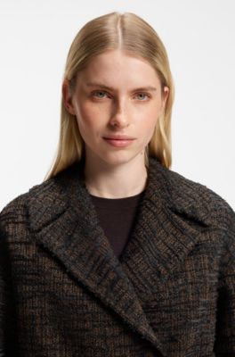 Textured tweed blazer in a cropped style, Patterned
