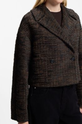 Textured tweed blazer in a cropped style, Patterned