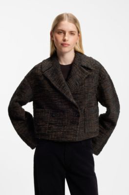 Blazer en tweed textur&eacute; de style court, Fantaisie