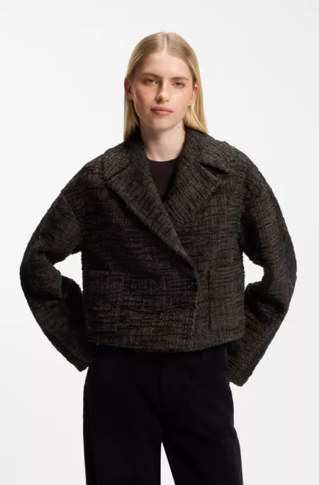 Textured tweed blazer in a cropped style