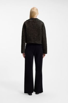 Textured tweed blazer in a cropped style, Patterned