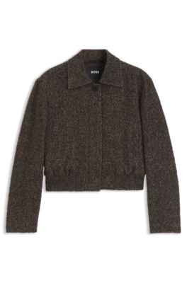 Bomber-style jacket in herringbone fabric, Patterned