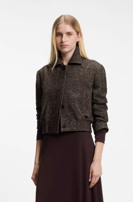 Bomber-style jacket in herringbone fabric