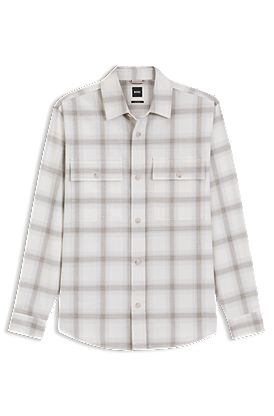 Camisa a cuadros relaxed fit de lana virgen