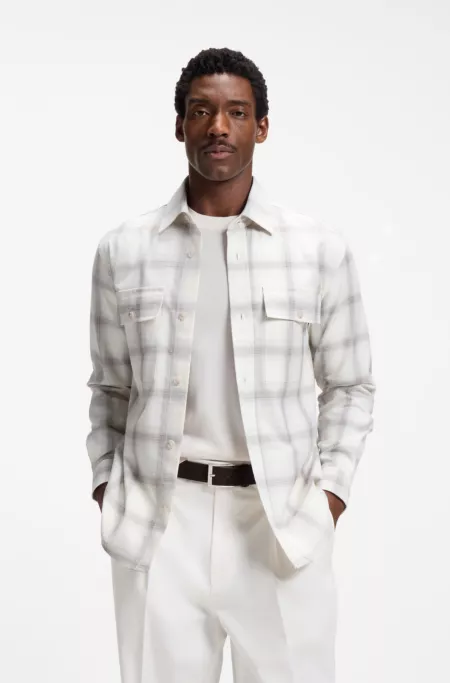 Relaxed-fit check shirt in virgin wool blend