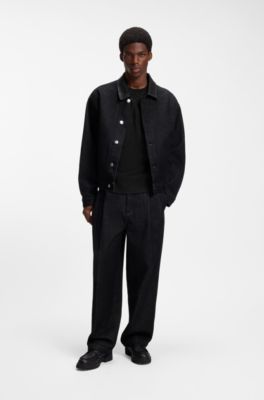 Relaxed-fit T-shirt in cotton with zippered chest pocket, Black