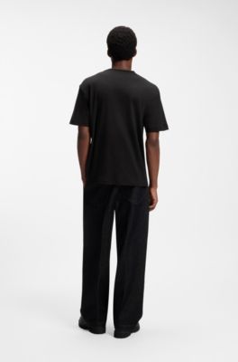 Relaxed-fit T-shirt in cotton with zippered chest pocket, Black