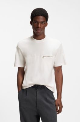 Relaxed-fit T-shirt in cotton with zippered chest pocket, White