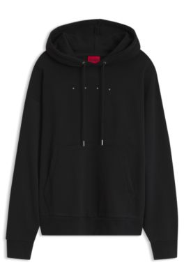 Oversized-fit hoodie with front and back logo prints, Black