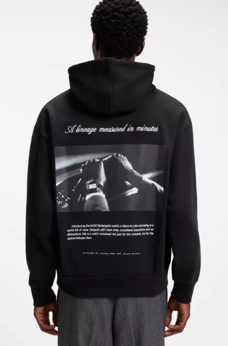 Oversized-fit hoodie with front and back logo prints