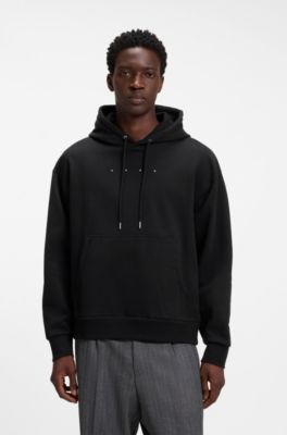 Sudadera con capucha oversize fit con estampados de logo en la parte delantera y en la espalda, Negro