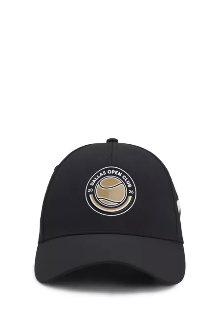 Five-panel cap with tennis artwork and logo