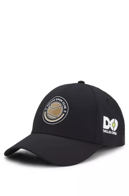 Five-panel cap with tennis artwork and logo