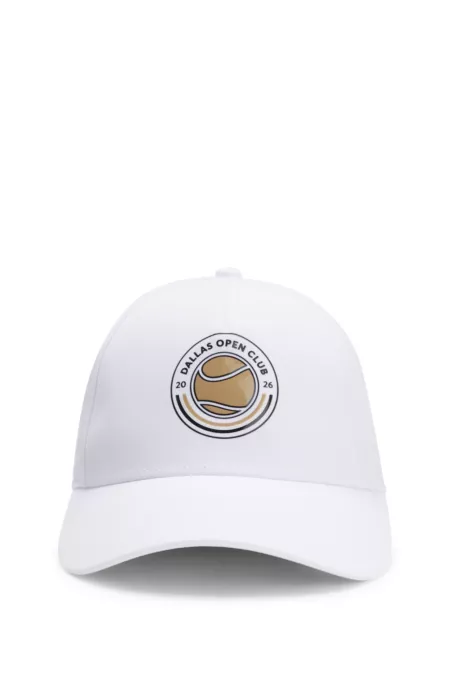 Five-panel cap with tennis artwork and logo
