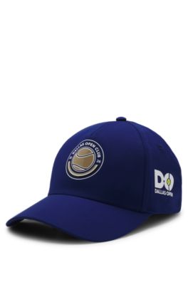 Gorra de cinco paneles con ilustraci&oacute;n de tenis y logo, Celeste