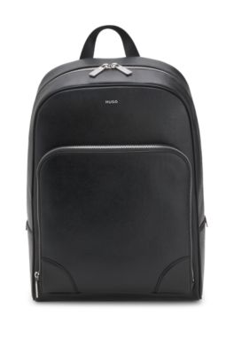 Mochila con ribetes en tono plateado, Negro