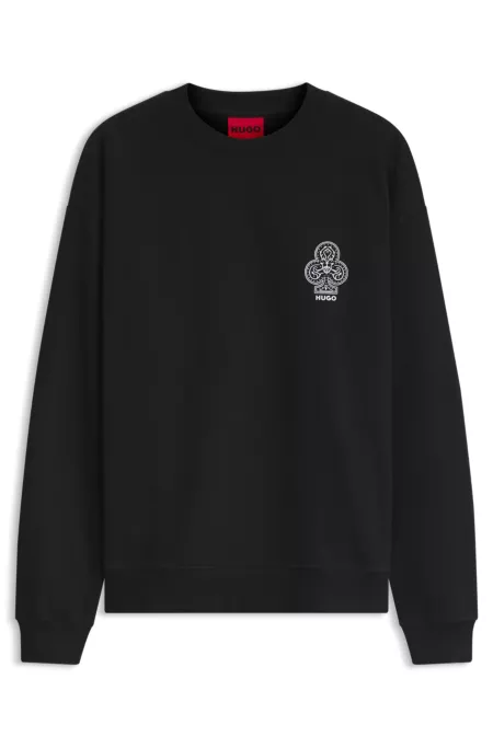 Cotton-fleece sweatshirt with logo artwork