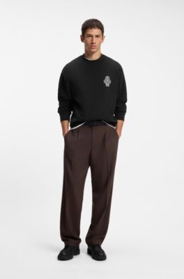 Cotton-fleece sweatshirt with logo artwork, Black