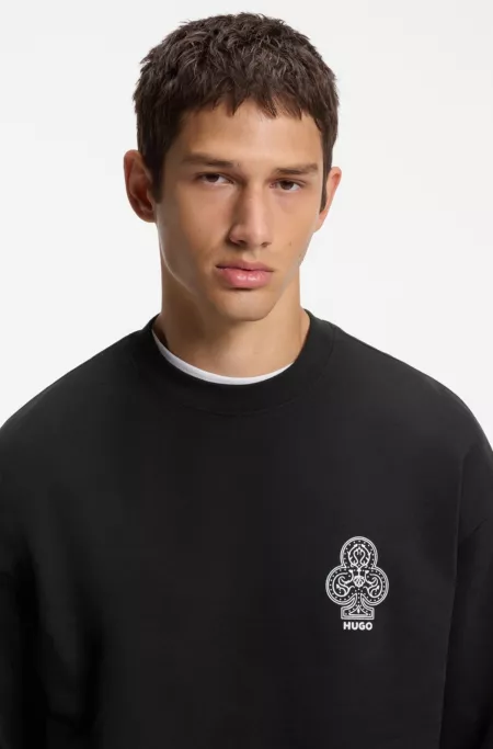 Cotton-fleece sweatshirt with logo artwork