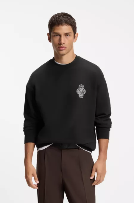 Cotton-fleece sweatshirt with logo artwork