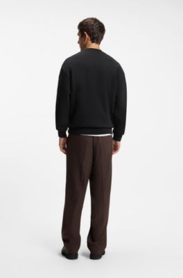 Sudadera de felpa de algod&oacute;n con motivo de logo, Negro