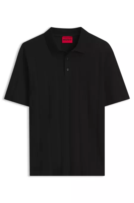 Relaxed-fit mercerized-cotton polo shirt with herringbone stripes