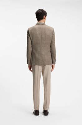 Regular-fit jacket in silk and virgin wool, Brown