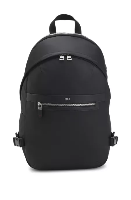 Twill backpack with metallic logo lettering