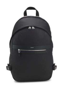 Twill backpack with metallic logo lettering, Black