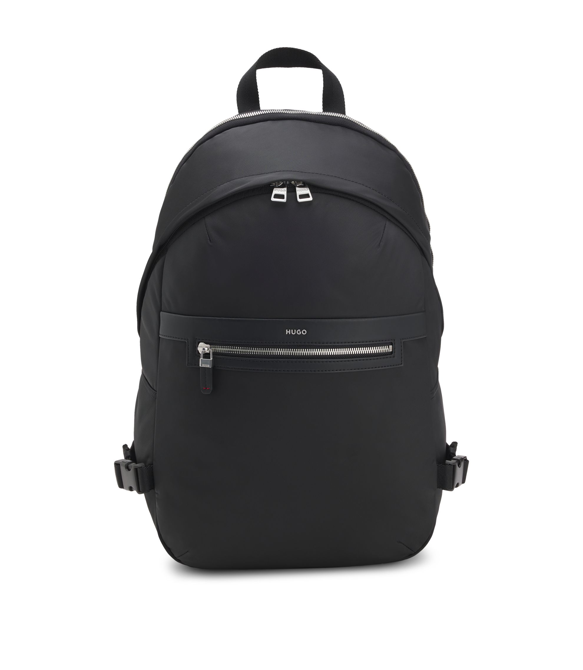 HUGO - Twill backpack with metallic logo lettering - Black