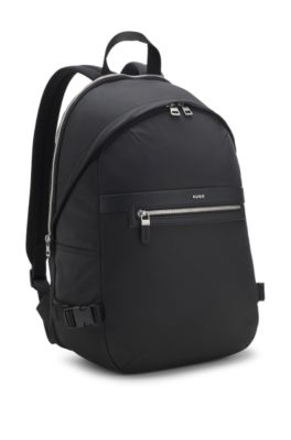 Twill backpack with metallic logo lettering, Black