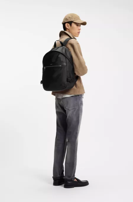 Twill backpack with metallic logo lettering