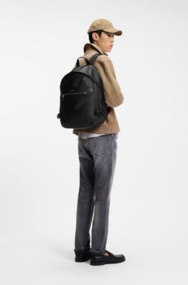 Twill backpack with metallic logo lettering, Black