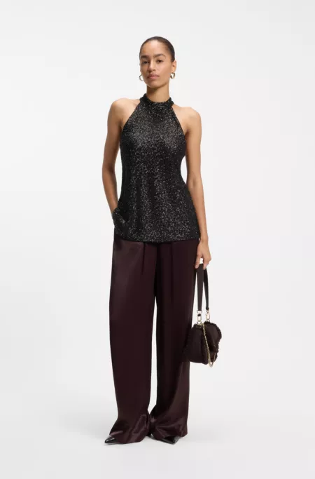 Halter-neck sequined top